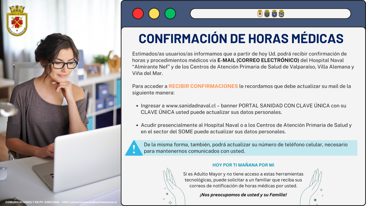 CONFIRMACIÓN DE HORAS MÉDICAS Hospital Naval Almirante Nef